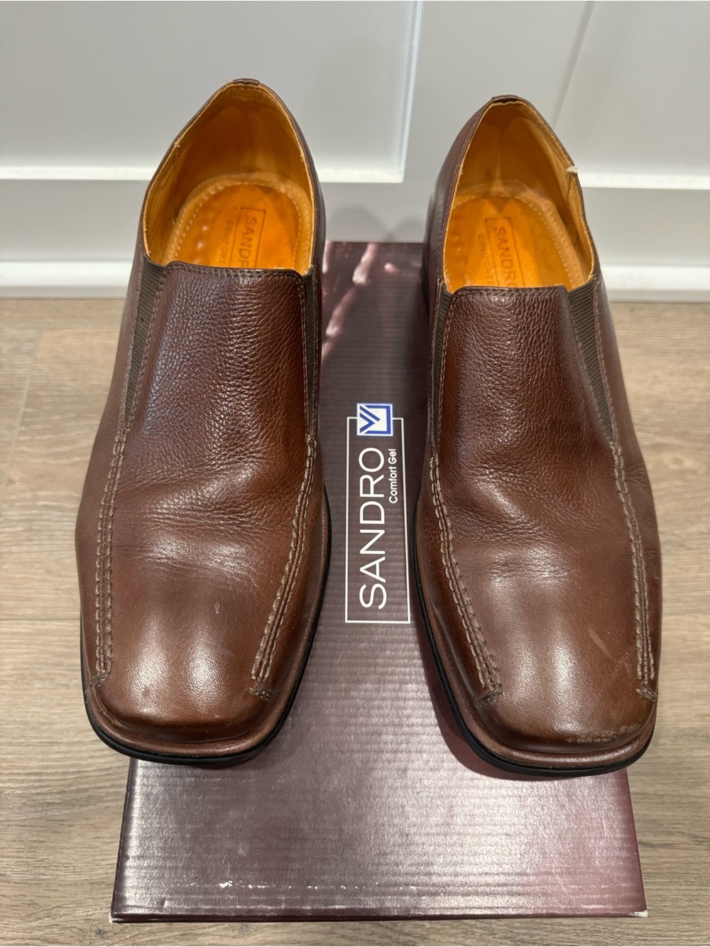 Sandro Brown Leather Slip-On Loafers